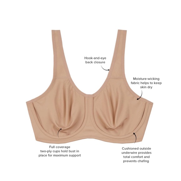 Wacoal Simone Underwire Unpadded Sports Bra Black size 40H Workout Gym 855170 - Picture 3 of 8